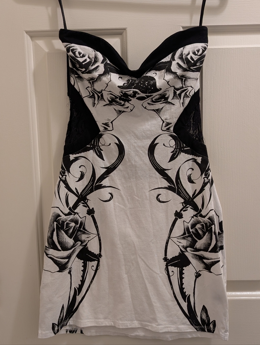 Metal Mulisha Rare White Floral Lace Mesh Mini Dress Strapless Sweetheart
